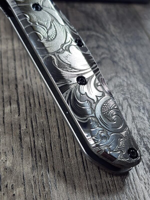 Leaf Scroll - Benchmade 940 Osborne – Relief Engraved Titanium Scales – Flytanium Gear *Scales/Handles Only*