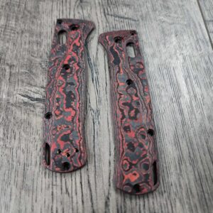 Red Lava Flow! Carbon Fiber Crossfade Scales for Benchmade Bugout Knife - 535 - full size EDC Scales