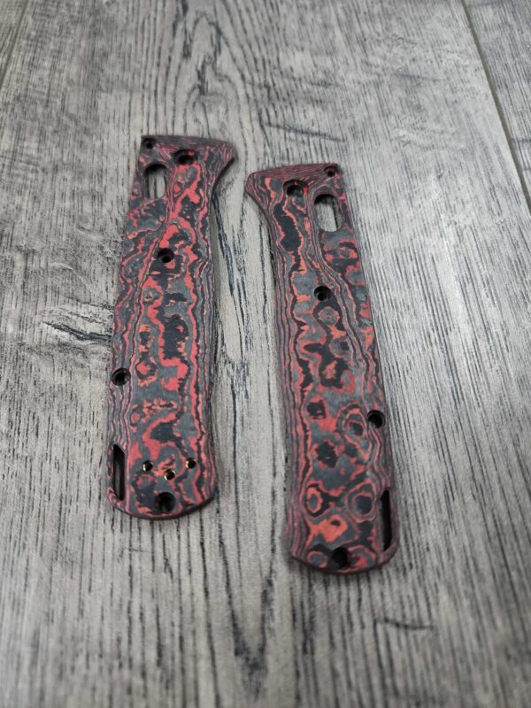 Red Lava Flow! Carbon Fiber Crossfade Scales for Benchmade Bugout Knife - 535 - full size EDC Scales