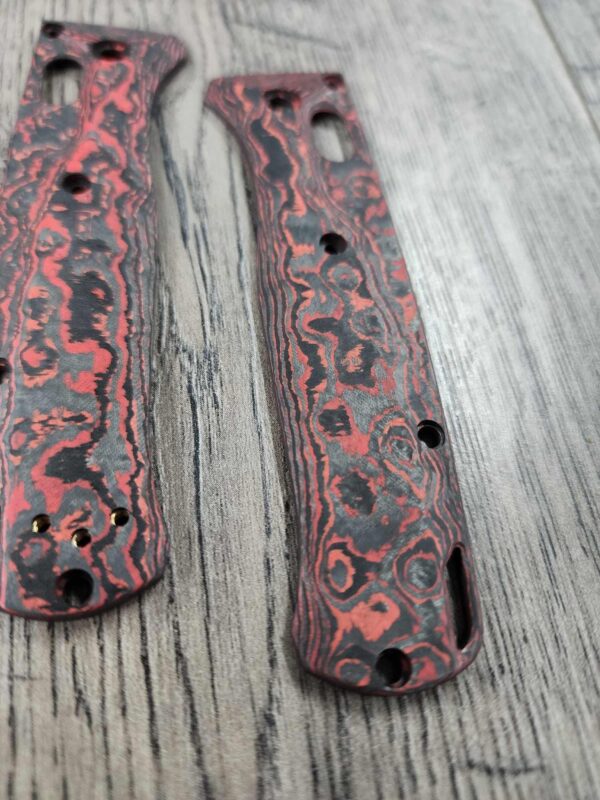 Red Lava Flow! Carbon Fiber Crossfade Scales for Benchmade Bugout Knife - 535 - full size EDC Scales