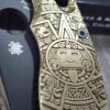 Spyderco Manix 2 - Brass Relief Engraved Aztec Calendar Scales - Knife Install Optional - EDC Scales - Spyderco - Deep Engraved