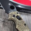 Spyderco Manix 2 - Brass Relief Engraved Aztec Calendar Scales - Knife Install Optional - EDC Scales - Spyderco - Deep Engraved