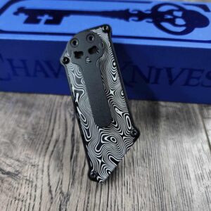 Chaves C.H.U.B. Slipper Slide Lock PVD Coated with laser engraved Damascus pattern! Utility knife - EDC knife - Complete knife - New In Box