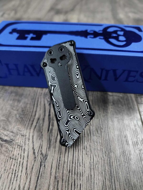 Chaves C.H.U.B. Slipper Slide Lock PVD Coated with laser engraved Damascus pattern! Utility knife - EDC knife - Complete knife - New In Box