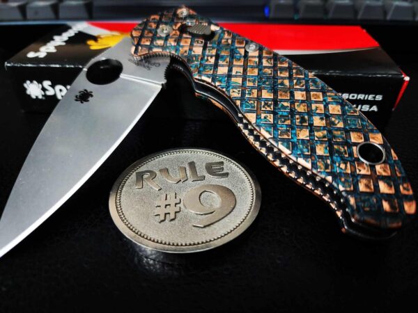 Spyderco Manix 2 Copper Frag Scales with Shipwrecked Finish Complete Knife With Extras! Titanium ball cage installed and light spring kit!