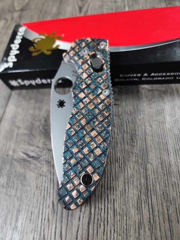 Spyderco Manix 2 Copper Frag Scales with Shipwrecked Finish Complete Knife With Extras! Titanium ball cage installed and light spring kit!