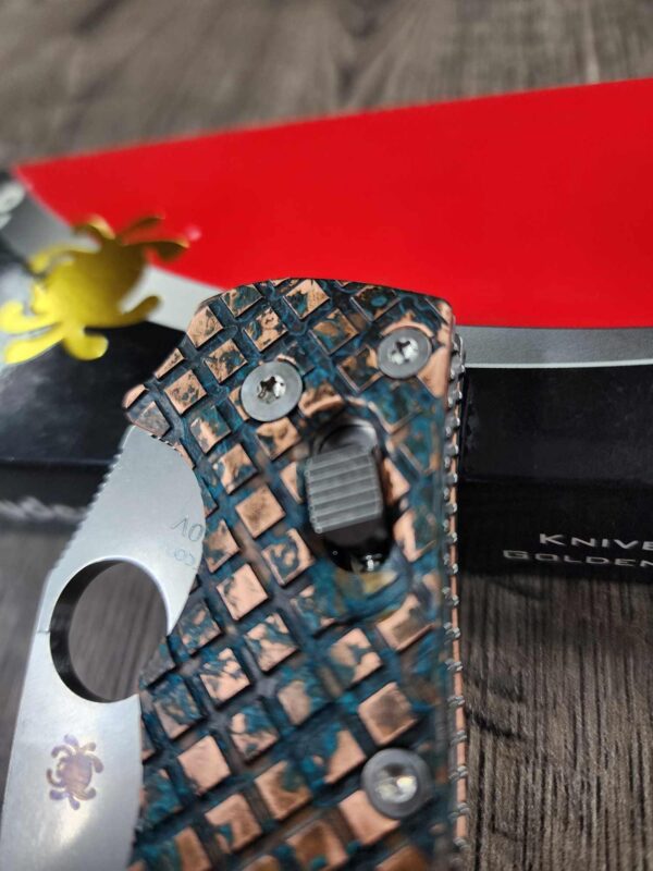 Spyderco Manix 2 Copper Frag Scales with Shipwrecked Finish Complete Knife With Extras! Titanium ball cage installed and light spring kit!