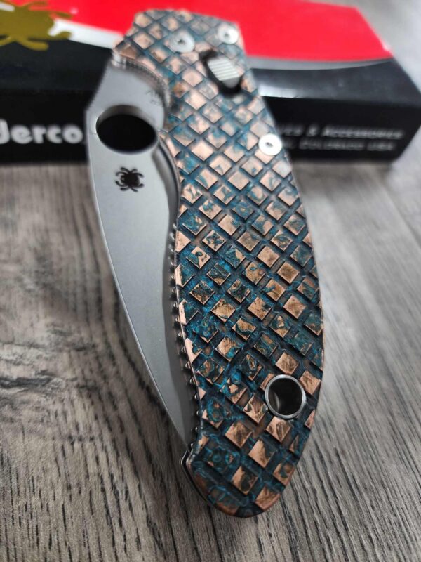 Spyderco Manix 2 Copper Frag Scales with Shipwrecked Finish Complete Knife With Extras! Titanium ball cage installed and light spring kit!