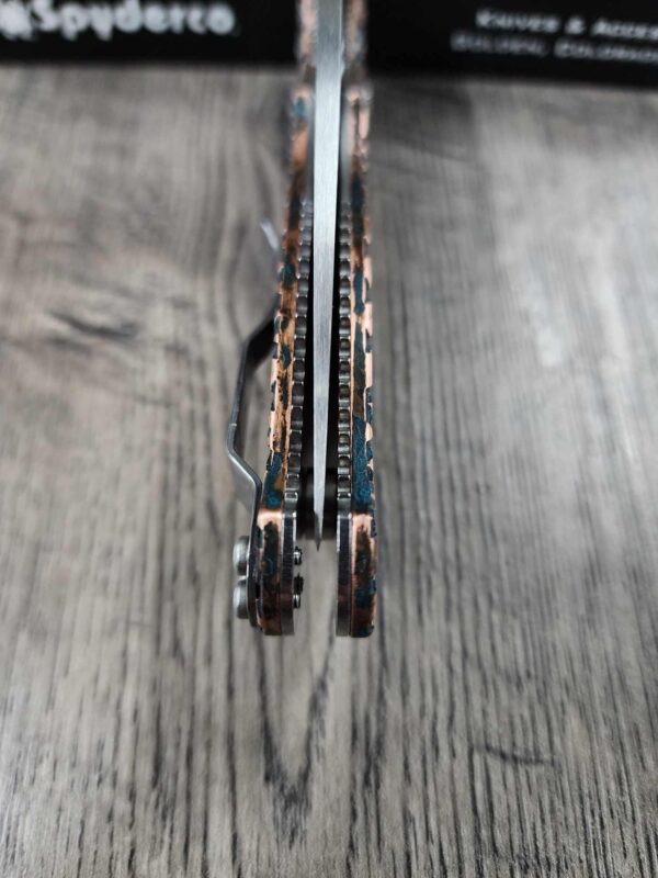 Spyderco Manix 2 Copper Frag Scales with Shipwrecked Finish Complete Knife With Extras! Titanium ball cage installed and light spring kit!