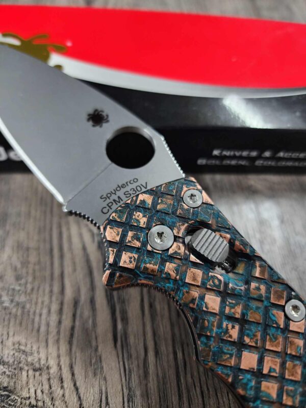 Spyderco Manix 2 Copper Frag Scales with Shipwrecked Finish Complete Knife With Extras! Titanium ball cage installed and light spring kit!