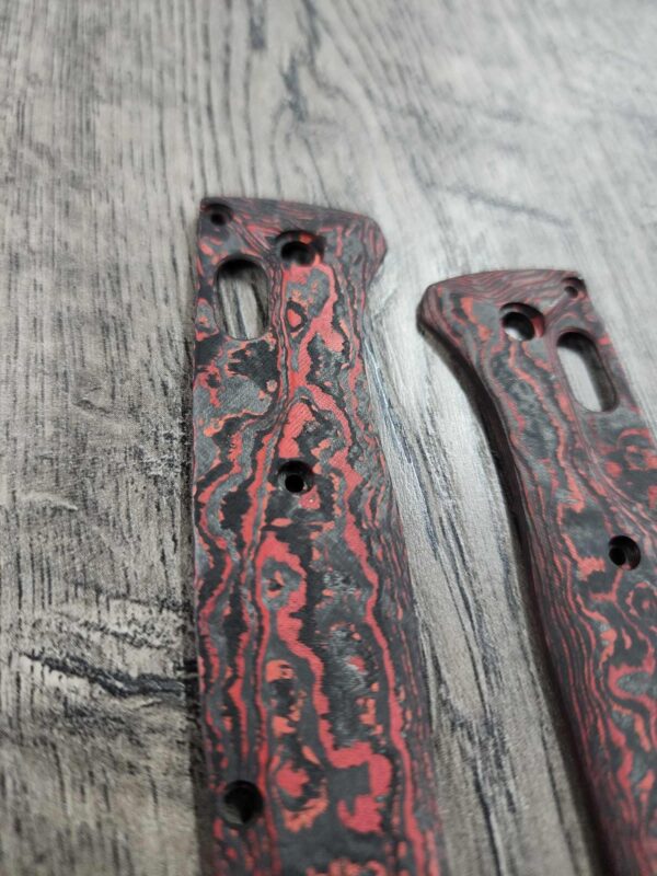 Red Lava Flow! Carbon Fiber Crossfade Scales for Benchmade Bugout Knife - 535 - full size EDC Scales