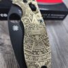 Spyderco Manix 2 - Brass Relief Engraved Aztec Calendar Scales - Knife Install Optional - EDC Scales - Spyderco - Deep Engraved