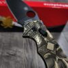Spyderco Manix 2 - Brass Relief Engraved Until Valhalla Viking Skull Scales - Aged - Knife Install Optional w/Deep Carry Clip - EDC Gear