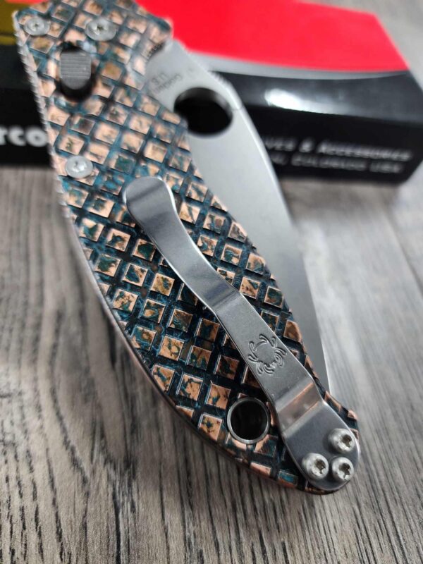 Spyderco Manix 2 Copper Frag Scales with Shipwrecked Finish Complete Knife With Extras! Titanium ball cage installed and light spring kit!
