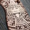 Manix 2 Deep Engraved Copper Scales - EDC - Relief Engraved Aztec Calendar Design - Copper Scales