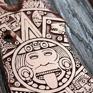 Manix 2 Deep Engraved Copper Scales - EDC - Relief Engraved Aztec Calendar Design - Copper Scales