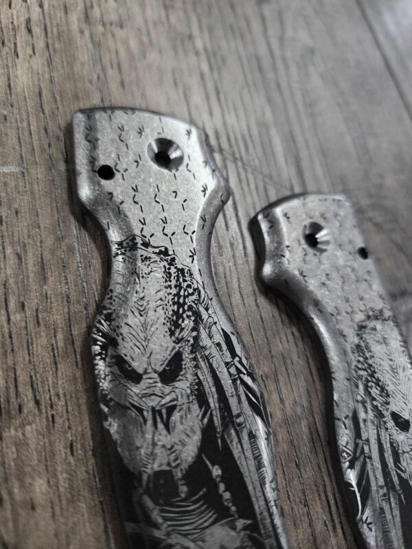Spyderco Shaman - Predator / Alien  - Deep Laser Engraved Titanium Scales - EDC Gear *Scales Only*