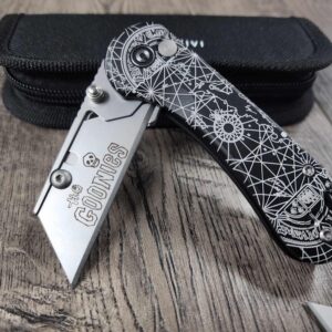 Goonies Map - CIVIVI Elementum Utility Button Lock Knife Black Aluminum Engraved Goonies Map! NEVER SAY DiE! Engraved Clips and Blade!