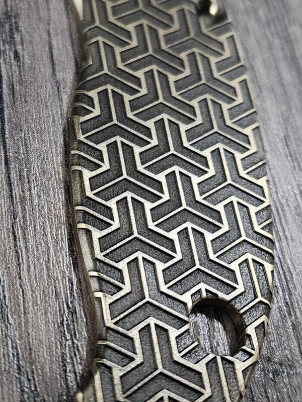 Spyderco Manix 2 Brass Relief Engraved Geo-Tri Pattern - Aged Brass - EDC Scales - Knife Install Optional