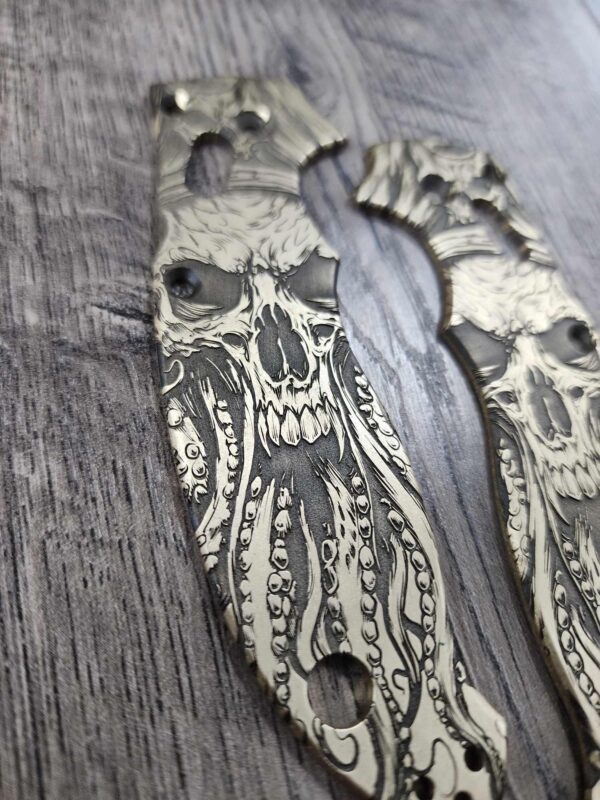 Spyderco Manix 2 Brass Relief Engraved Davy Jones - Aged Brass - EDC Scales - Knife Install Optional