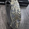 CRUWEAR! Spyderco Manix 2 Relief Engraved Viking/Runes Complete Knife NIB titanium Blue Glow Ball Cage - LynchNW Matching Engraved Deep Clip