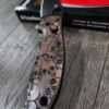 Manix 2 Knife with Deep Engraved AGED Copper Scales - EDC - Relief Engraved Skull Pattern - COMPLETE Knife with LynchNW deep carry clip