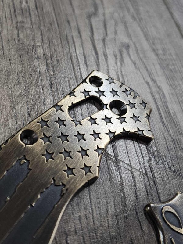 Spyderco Manix 2 Brass Relief Engraved We The People - Aged Brass - EDC Scales - Knife Install Optional