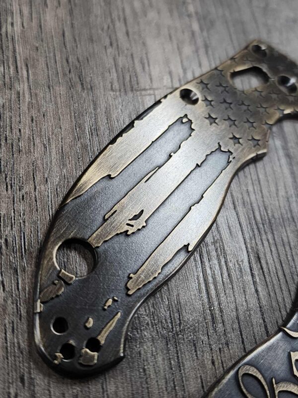 Spyderco Manix 2 Brass Relief Engraved We The People - Aged Brass - EDC Scales - Knife Install Optional