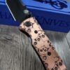 Chaves Redencion Street - Skulls Relief Engraved Copper Scales - Complete Knife - Black Elmax Blade - New In Box