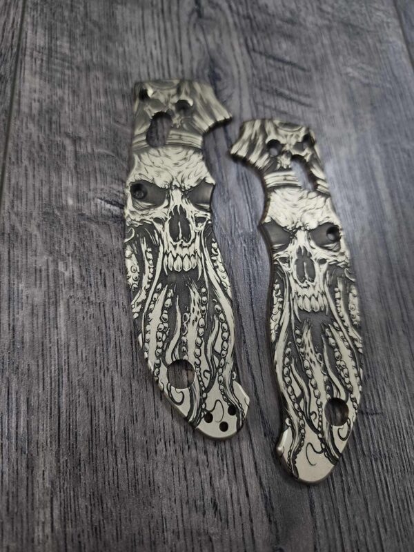 Spyderco Manix 2 Brass Relief Engraved Davy Jones - Aged Brass - EDC Scales - Knife Install Optional