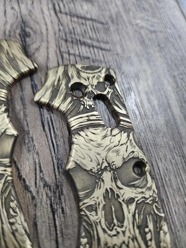 Spyderco Manix 2 Brass Relief Engraved Davy Jones - Aged Brass - EDC Scales - Knife Install Optional