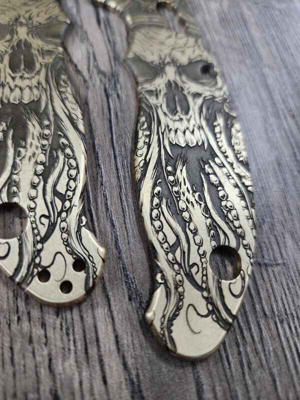 Spyderco Manix 2 Brass Relief Engraved Davy Jones - Aged Brass - EDC Scales - Knife Install Optional