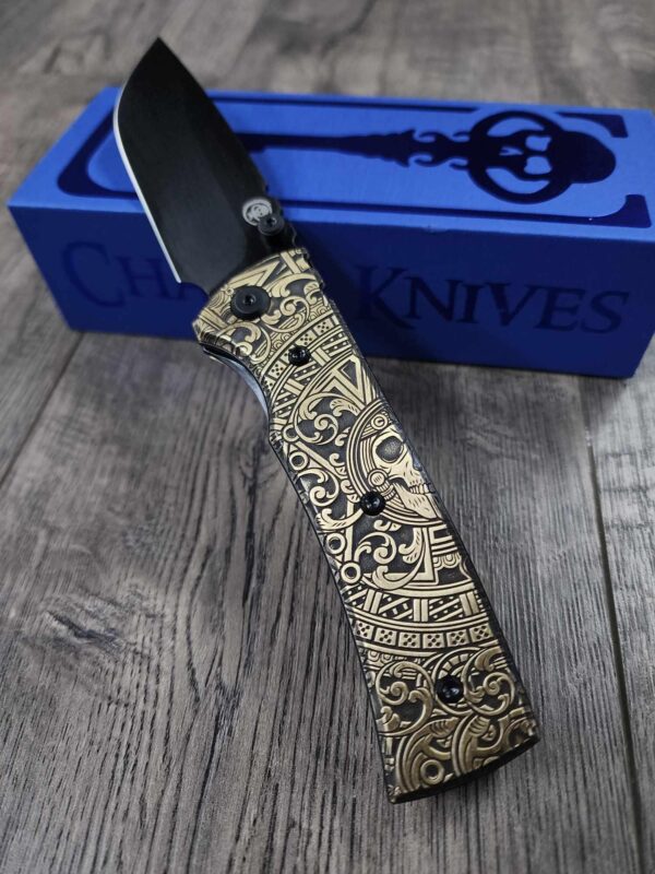 Chaves Redencion 229 - AGED Dead Aztec Relief Engraved Brass Scales - Knife Install Optional - 4 Blade Styles - New In Box