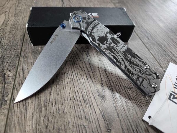 Davy Jones  - Ruike P801 - Fiber Laser Deep Engraved - EDC Gear - Complete Knife - Skull - Kraken