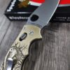 Spyderco Manix 2 Brass Relief Engraved Grim Reaper - Aged Brass - EDC Scales - Knife Install Optional