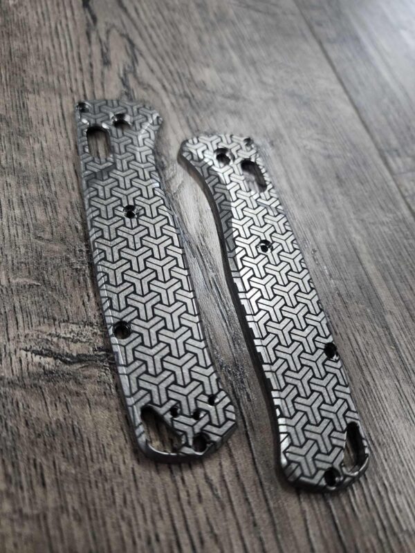 Benchmade Bugout Tri-Geo Pattern - Laser Engraved - Titanium Knife Scales - EDC Gear * Scales/handles Only - EDC