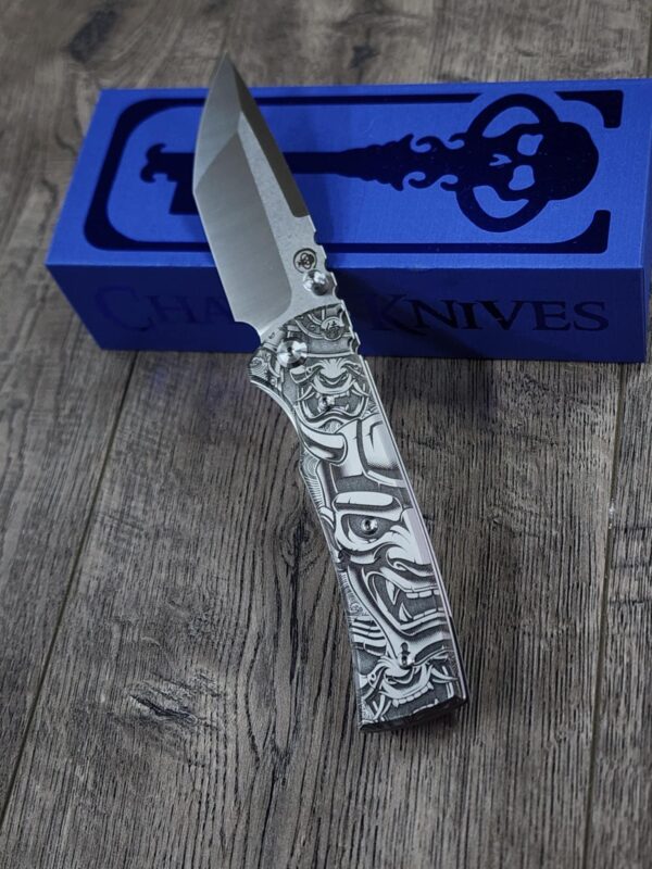 Chaves Redencion 229 - Devil Mask with Dragon Relief Engraved Titanium Scales - Knife Install Optional - 4 Blade Styles - New In Box