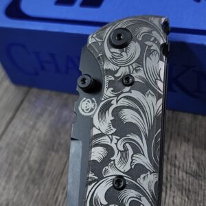 Chaves Redencion 229 - Filigree Scroll DEEP Laser Engraved Titanium Scales - Knife Install Optional - 4 Blade Styles - New In Box
