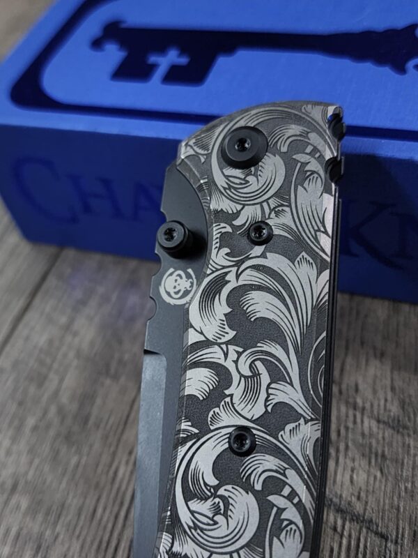 Chaves Redencion 229 - Filigree Scroll DEEP Laser Engraved Titanium Scales - Knife Install Optional - 4 Blade Styles - New In Box