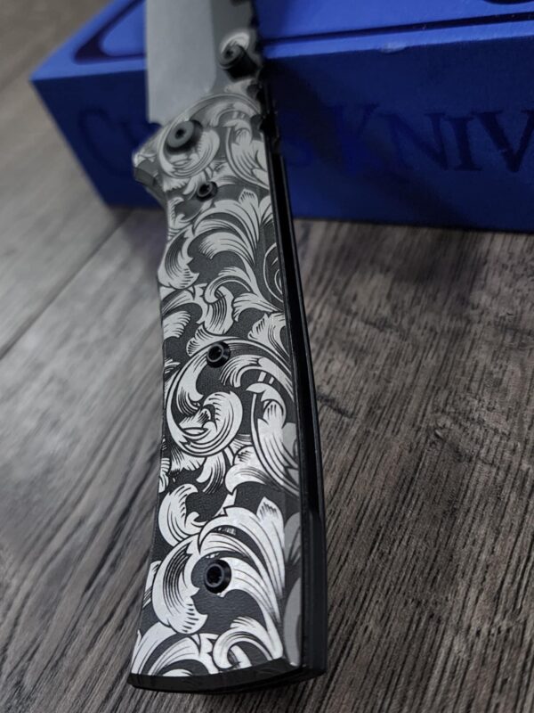 Chaves Redencion 229 - Filigree Scroll DEEP Laser Engraved Titanium Scales - Knife Install Optional - 4 Blade Styles - New In Box