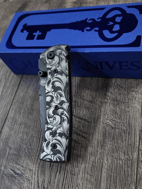 Chaves Redencion 229 - Filigree Scroll DEEP Laser Engraved Titanium Scales - Knife Install Optional - 4 Blade Styles - New In Box