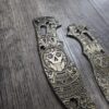 Spyderco Manix 2 Brass Relief Engraved Skull Aztec - Aged Brass - EDC Scales - Knife Install Optional
