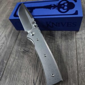 Chaves Redencion 229 Blue Label Liner Lock Satin Drop Point with Stonewash Titanium scales - NIB - Complete knife with EXTRA Clip
