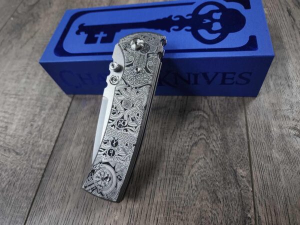 Chaves Redencion 229 - Blue Label - Viking Runes - Laser Engraved Titanium Scales - Knife Install Optional - 4 Blade Styles - New In Box