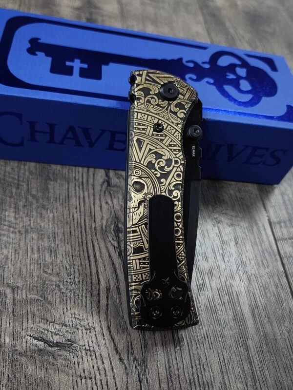 Chaves Redencion 229 - AGED Dead Aztec Relief Engraved Brass Scales - Knife Install Optional - 4 Blade Styles - New In Box