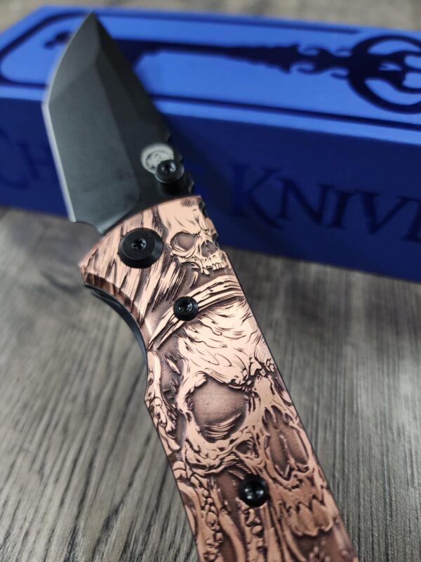 Chaves Redencion Street - Davy Jones Relief Engraved Copper Scales - Knife Install Optional - Black Elmax Blade Drop Point or Tanto