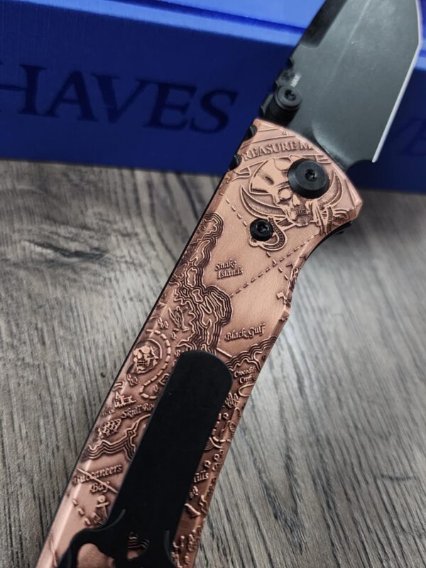 Chaves Redencion Street - Davy Jones Relief Engraved Copper Scales - Knife Install Optional - Black Elmax Blade Drop Point or Tanto