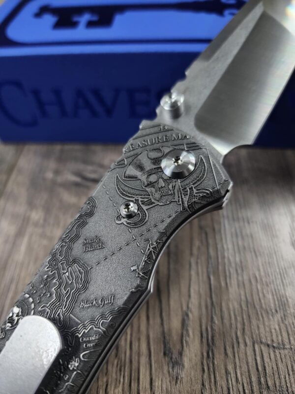 il_fullxfull.6685940450_o5jw.jpg Chaves Redencion 229 - Davy Jones Relief Engraved Titanium Scales - Knife Install Optional - 4 Blade Styles - New In Box