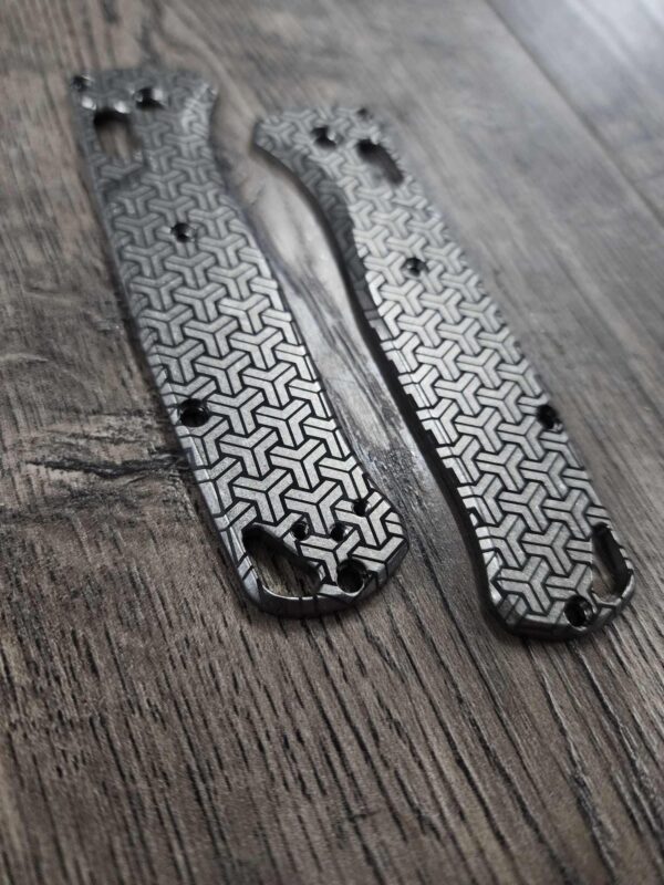Benchmade Bugout Tri-Geo Pattern - Laser Engraved - Titanium Knife Scales - EDC Gear * Scales/handles Only - EDC