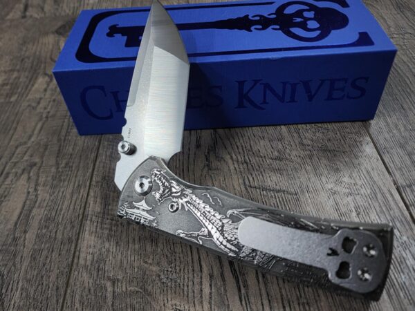 Chaves Redencion 229 - Devil Mask with Dragon Relief Engraved Titanium Scales - Knife Install Optional - 4 Blade Styles - New In Box